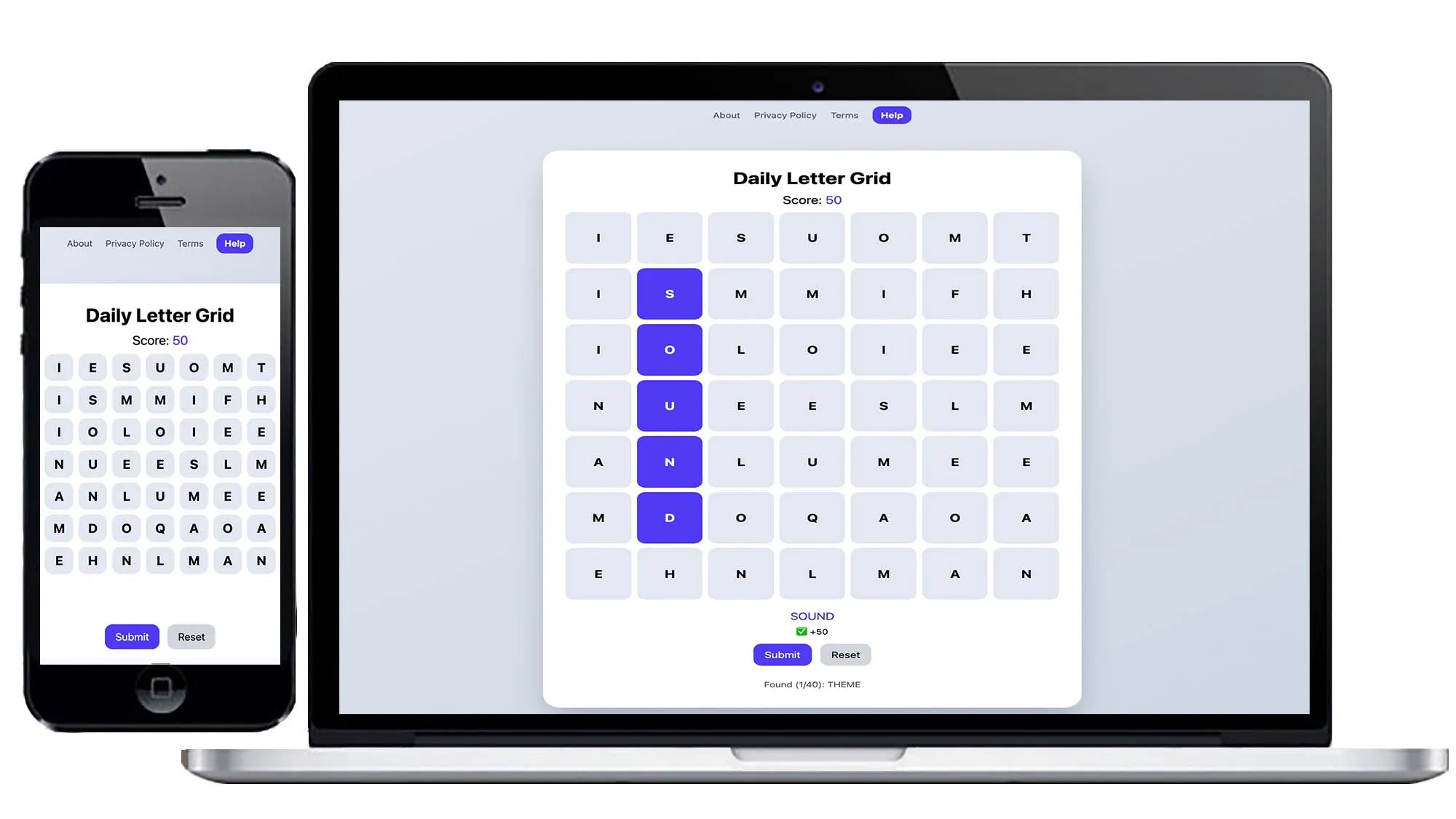 Daily Letter Grid browser puzzle game interface