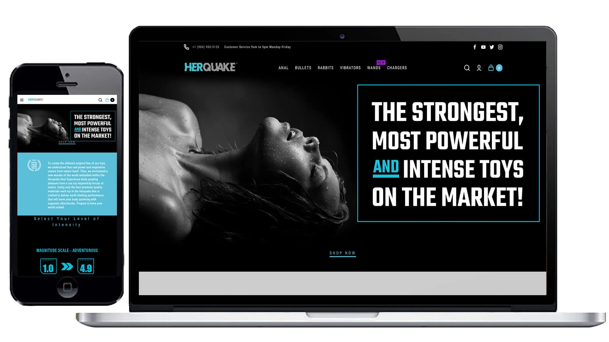 HerQuake e-commerce Shopify storefront optimized for responsive viewing and inventory updates